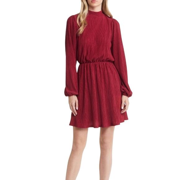 Floret Studios Women's Plissé Long Sleeve Casual Dress Red Size Small – NWT - Picture 3 of 7
